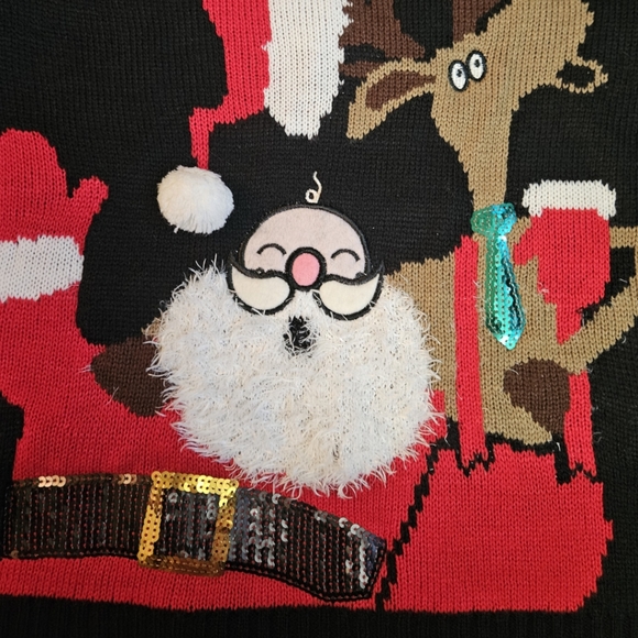 New Directions 'Fa La La' Santa & Rudolph Christmas Sweater - Picture 2 of 4